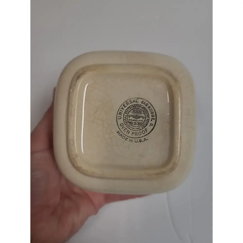 Universal Cambridge Oven Proof Square Dish Orange Flower Mid Century Vintage